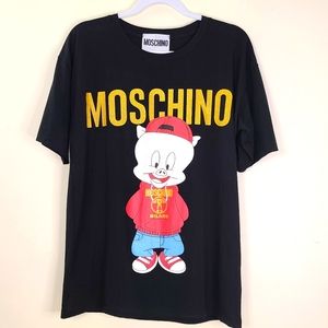 Moschino Couture Milano,black,short sleeve, front & back graphic t-shirt, size M